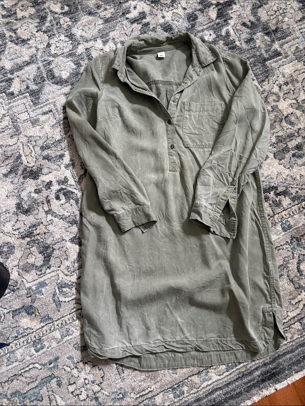 Old Navy Olive Green Long Sleeve Shirt Dress